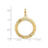 22 mm 14k Yellow Gold coin bezel for 21.6 mm Coin — size reference (ruler)