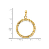 22 mm 14k Yellow Gold coin bezel for 21.6 mm Coin — size reference (ruler)
