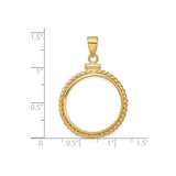 22 mm 14k Yellow Gold coin bezel for 21.6 mm Coin — size reference (ruler)