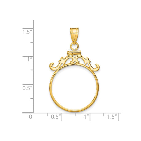 22 mm 14k Yellow Gold coin bezel for 21.6 mm Coin — size reference (ruler)
