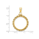 22 mm 14k Yellow Gold coin bezel for 21.6 mm Coin — size reference (ruler)