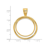 25 mm 14k Yellow Gold coin bezel for 25 mm Coin — size reference (ruler)
