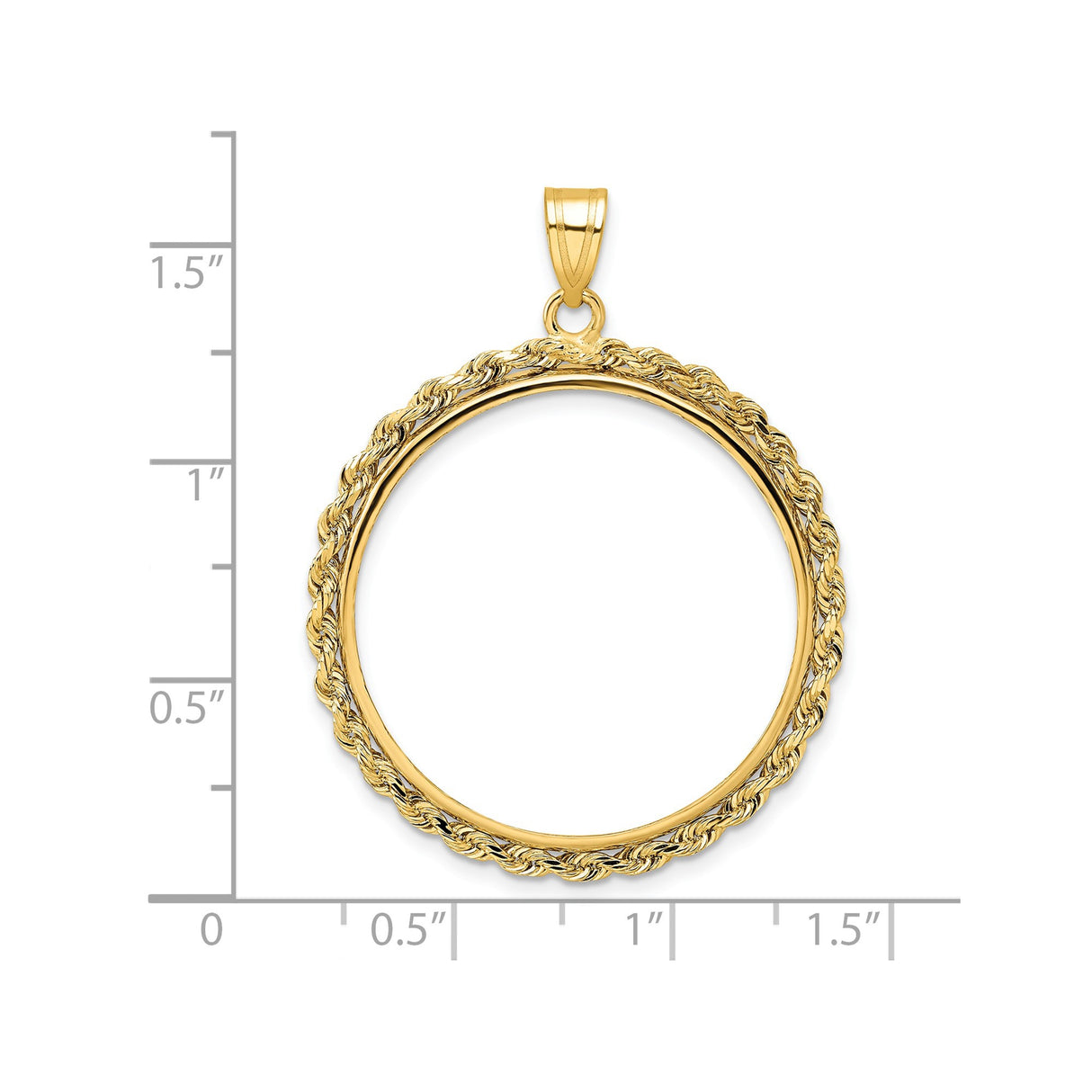 27 mm 14k Yellow Gold coin bezel for 27 mm Coin — size reference (ruler)
