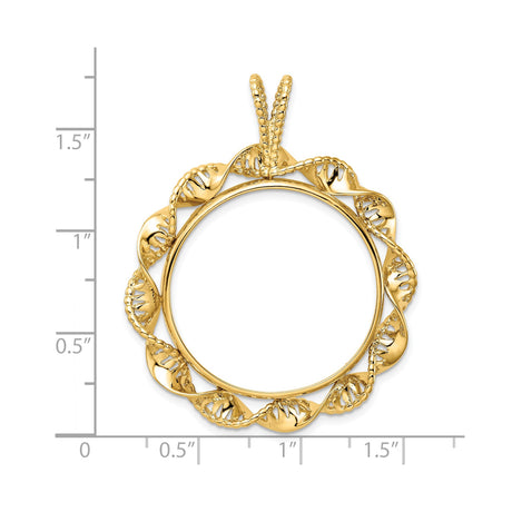 28 mm 14k Yellow Gold coin bezel for 27.5 mm Coin — size reference (ruler)