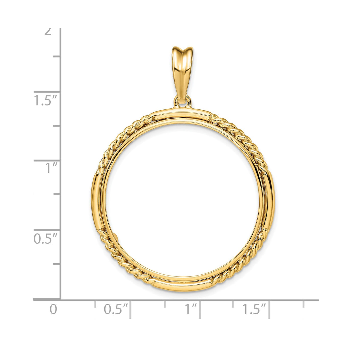 30 mm 14k Yellow Gold coin bezel for 30 mm Coin — size reference (ruler)
