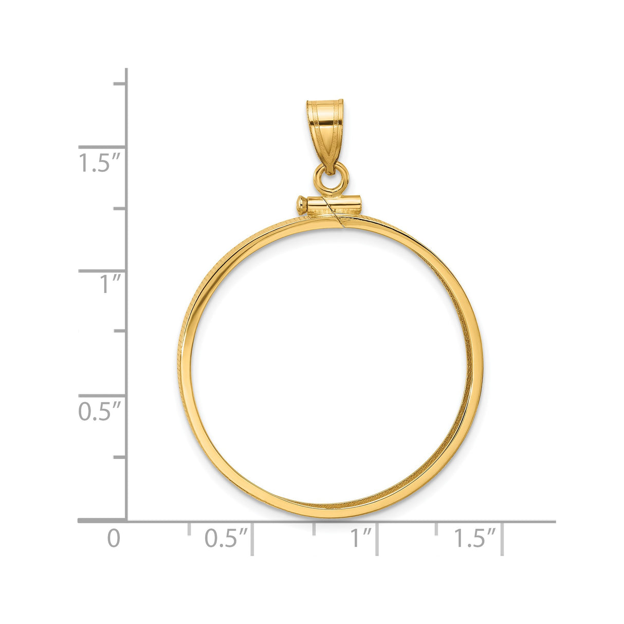 30 mm 14k Yellow Gold coin bezel for 30 mm Coin — size reference (ruler)