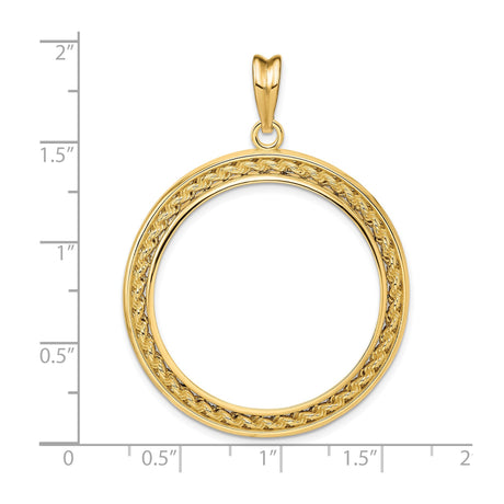 30 mm 14k Yellow Gold coin bezel for 30 mm Coin — size reference (ruler)