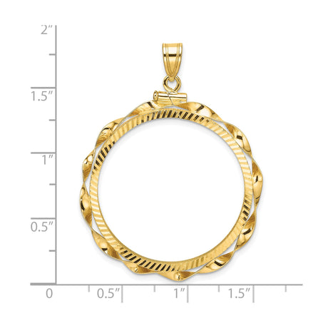 30 mm 14k Yellow Gold coin bezel for 30 mm Coin — size reference (ruler)