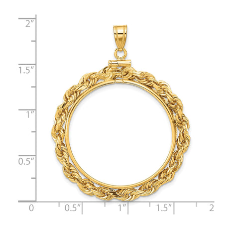 30 mm 14k Yellow Gold coin bezel for 30 mm Coin — size reference (ruler)