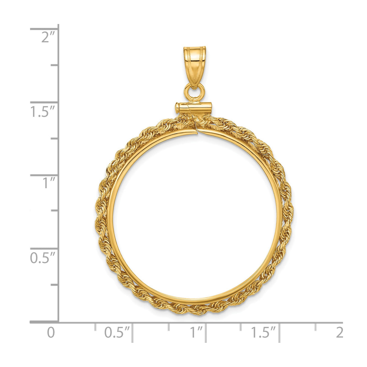 30 mm 14k Yellow Gold coin bezel for 30 mm Coin — size reference (ruler)
