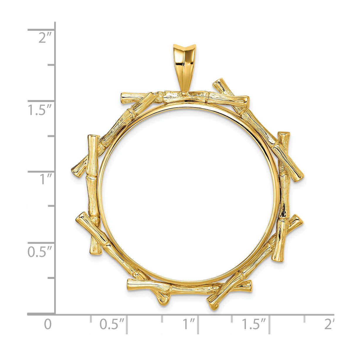 32 mm 14k Yellow Gold coin bezel for 32 mm Coin — size reference (ruler)