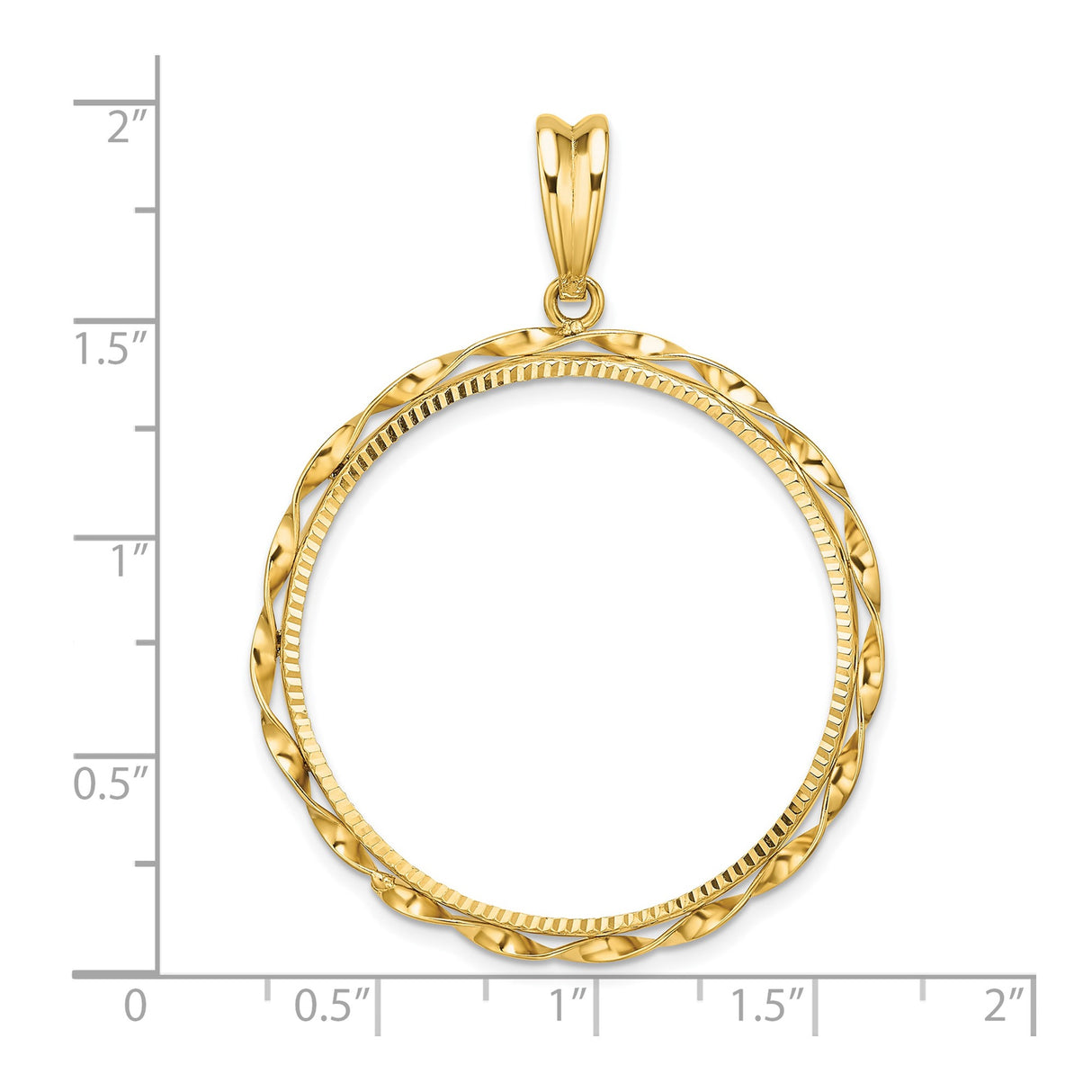32 mm 14k Yellow Gold coin bezel for 32 mm Coin — size reference (ruler)