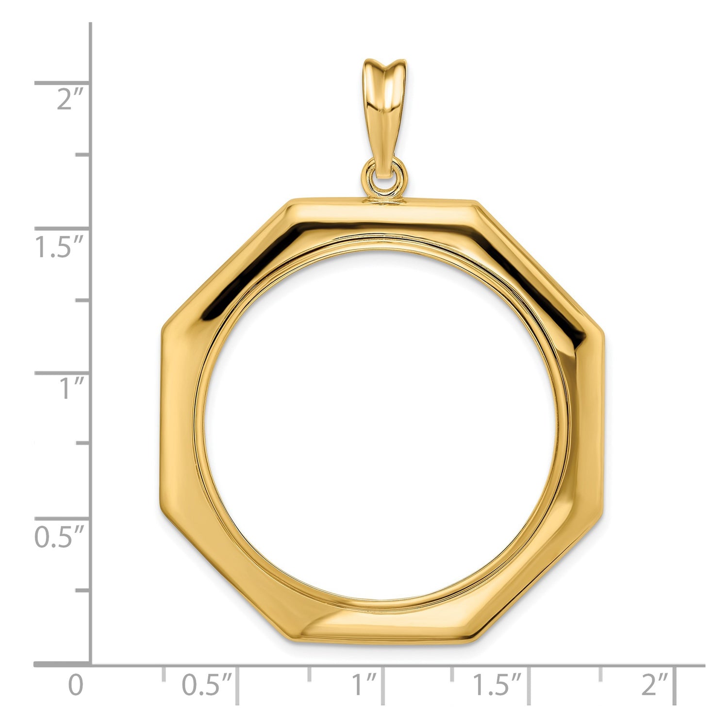 33 mm 14k Yellow Gold coin bezel for 32.7 mm Coin — size reference (ruler)