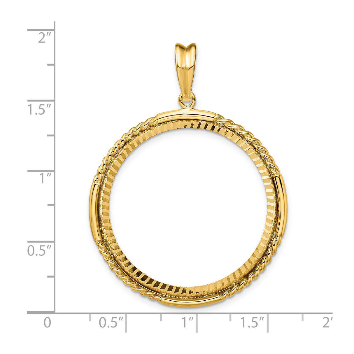 33 mm 14k Yellow Gold coin bezel for 32.7 mm Coin — size reference (ruler)