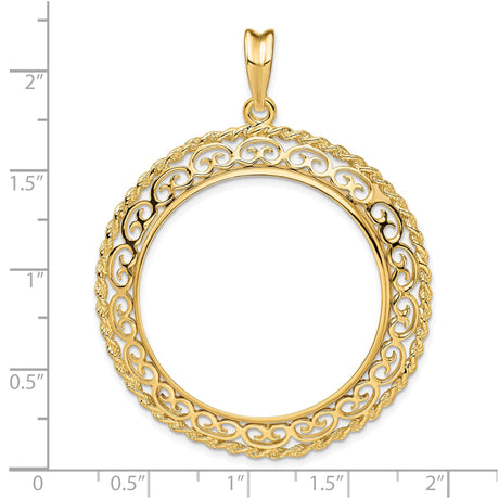 33 mm 14k Yellow Gold coin bezel for 32.7 mm Coin — size reference (ruler)