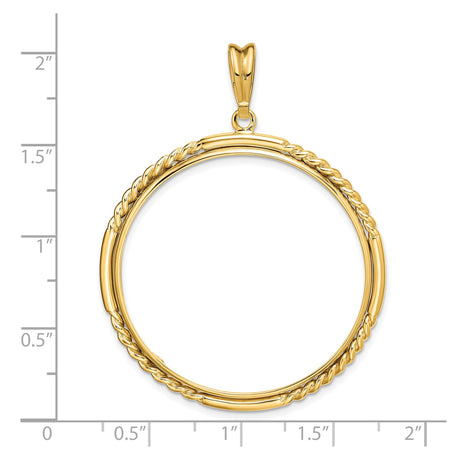 34 mm 14k Yellow Gold coin bezel for 34.2 mm Coin — size reference (ruler)
