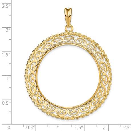 34 mm 14k Yellow Gold coin bezel for 34.2 mm Coin — size reference (ruler)
