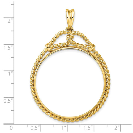 34 mm 14k Yellow Gold coin bezel for 34.2 mm Coin — size reference (ruler)