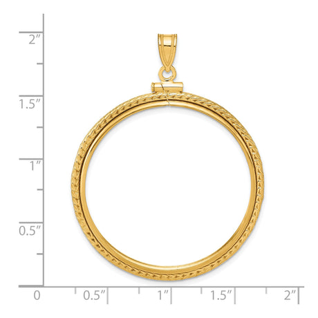 34 mm 14k Yellow Gold coin bezel for 34.2 mm Coin — size reference (ruler)