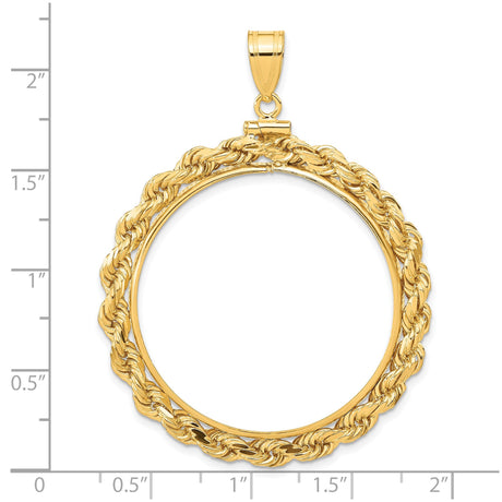 34 mm 14k Yellow Gold coin bezel for 34.2 mm Coin — size reference (ruler)