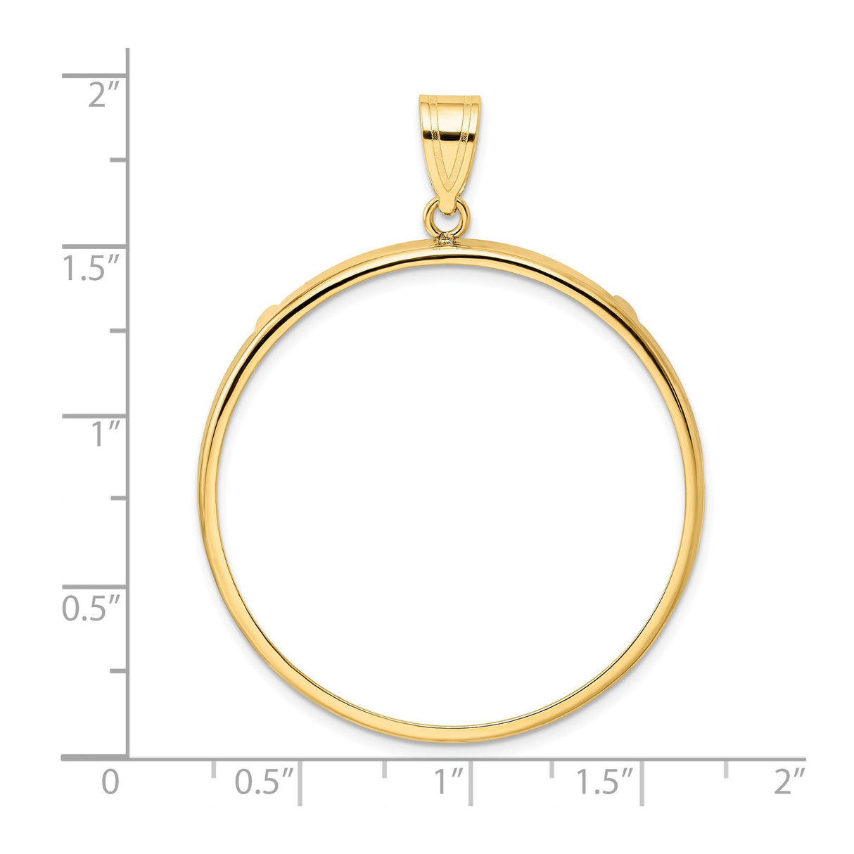 37 mm 14k Yellow Gold coin bezel for 37 mm Coin — size reference (ruler)