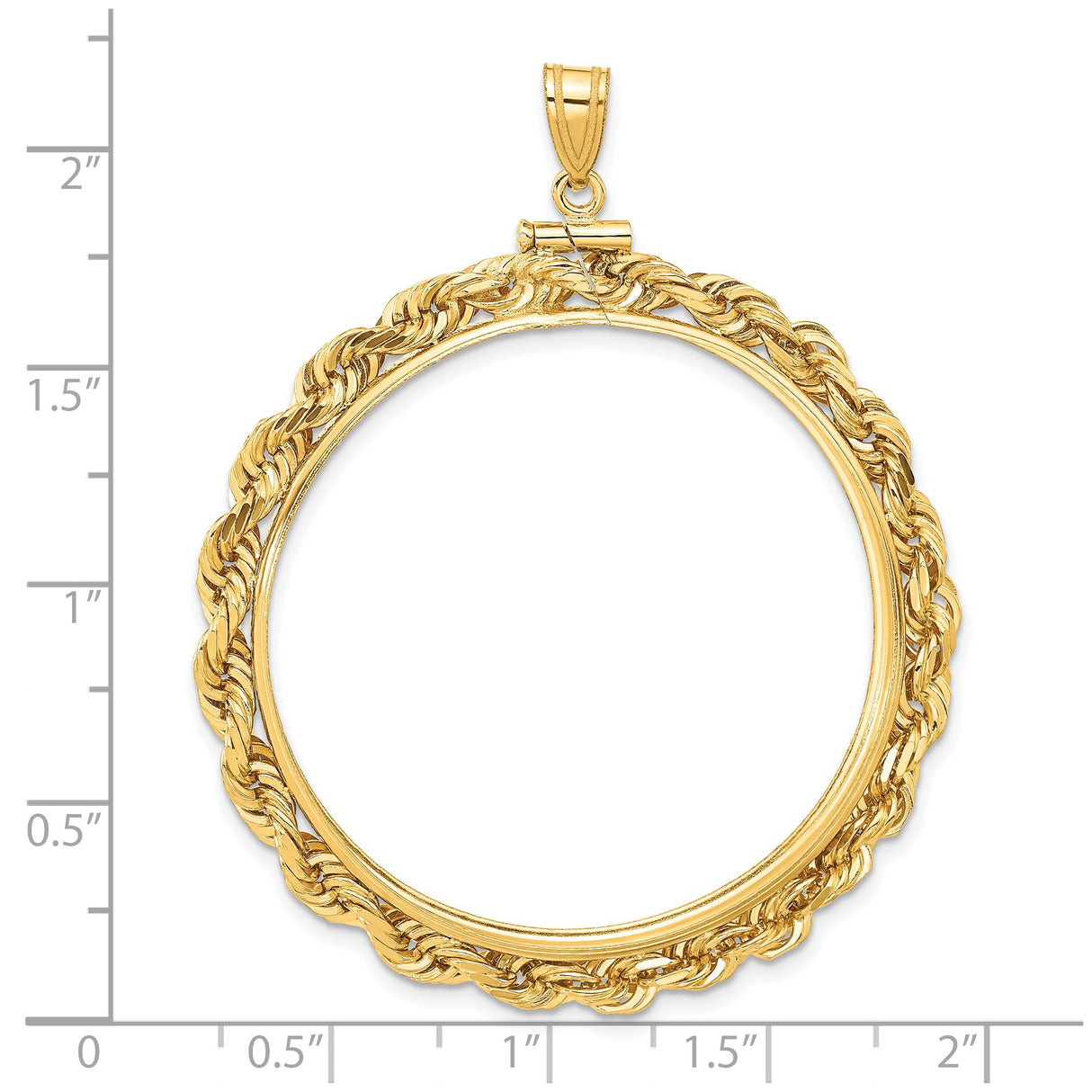 37 mm 14k Yellow Gold coin bezel for 37 mm Coin — size reference (ruler)