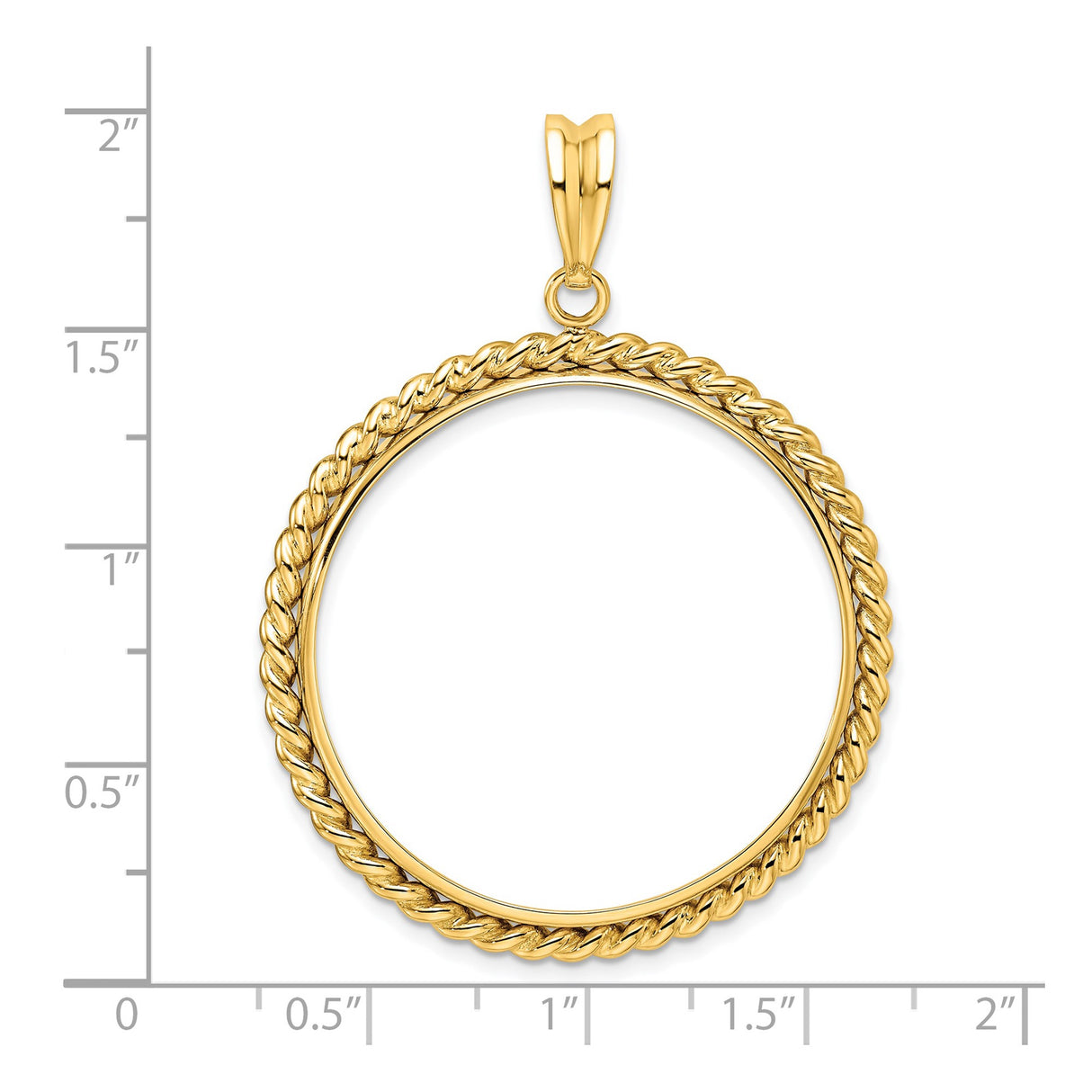 33 mm 14k Yellow Gold coin bezel for Australian $100 Koala — size reference (ruler)