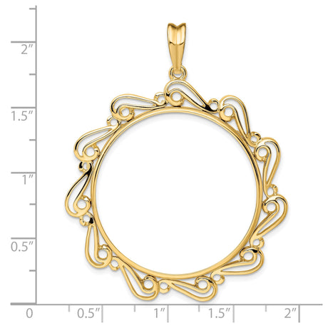 33 mm 14k Yellow Gold coin bezel for Australian $100 Kangaroo — size reference (ruler)