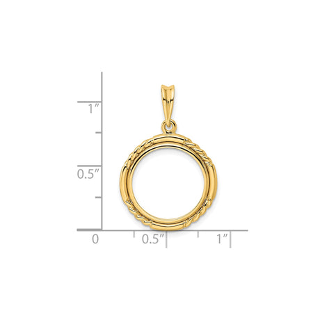 16 mm 14k Yellow Gold coin bezel for Australian $15 Nugget — size reference (ruler)