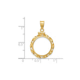 16 mm 14k Yellow Gold coin bezel for Australian $15 Nugget — size reference (ruler)