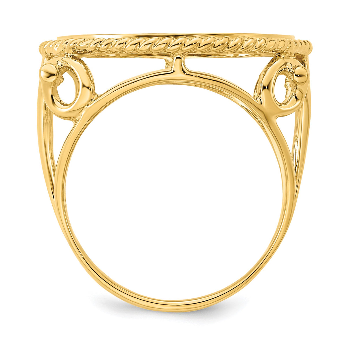 16 mm 14k Yellow Gold coin bezel ring for Australian $15 Nugget — alternate view