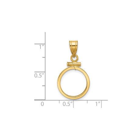 14 mm 14k Yellow Gold coin bezel for Australian $5 Kangaroo — size reference (ruler)