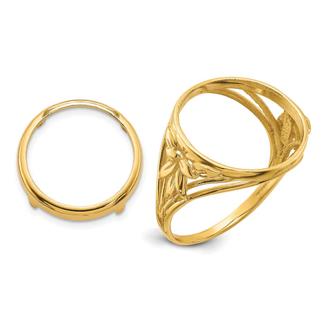 14 mm 14k Yellow Gold coin bezel ring for Australian $5 Kangaroo — additional image