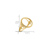 14 mm 14k Yellow Gold coin bezel ring for Australian $5 Kangaroo — size reference (ruler)