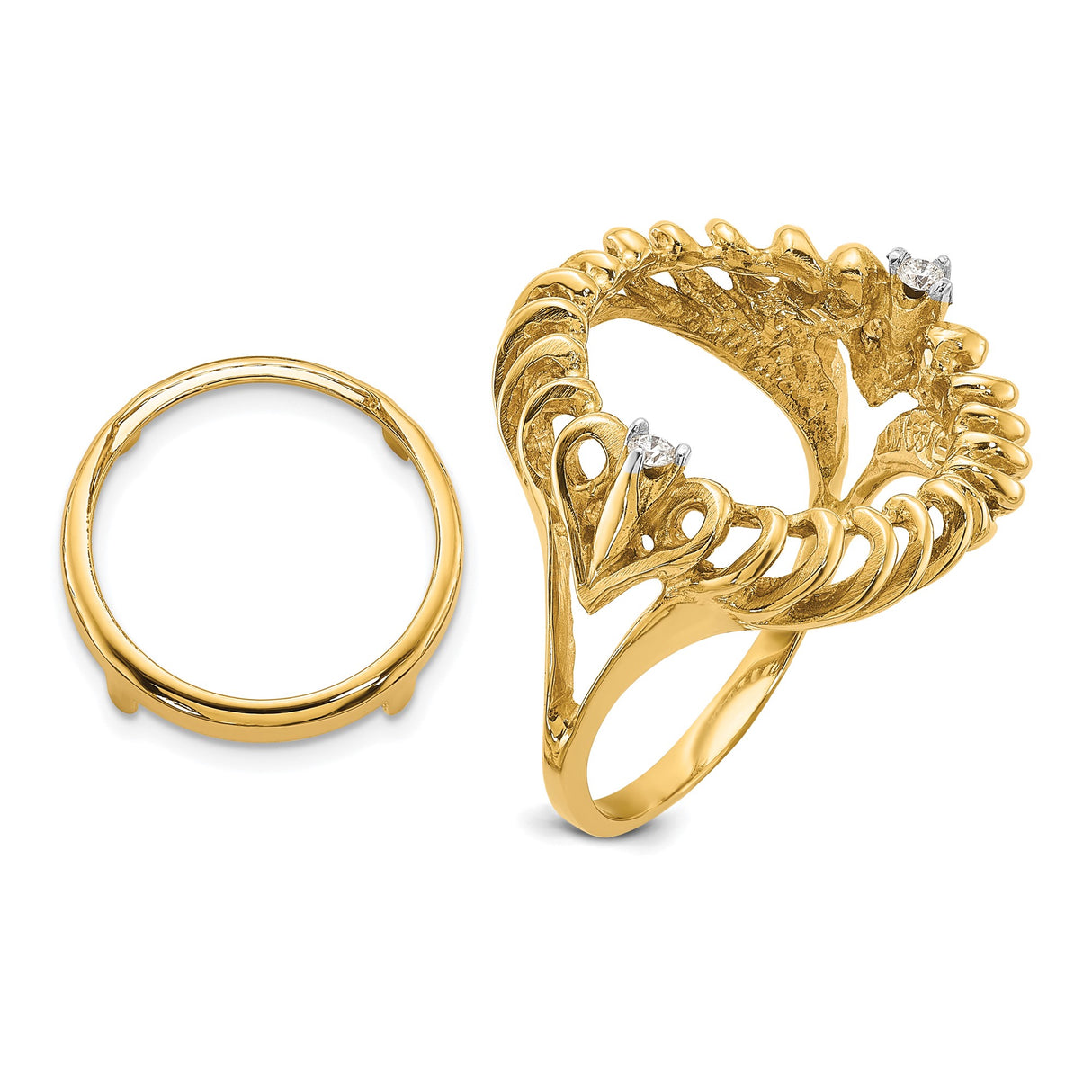 14 mm 14k Yellow Gold coin bezel ring for Australian $5 Kangaroo — additional image