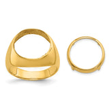 14 mm 14k Yellow Gold coin bezel ring for Australian $5 Kangaroo