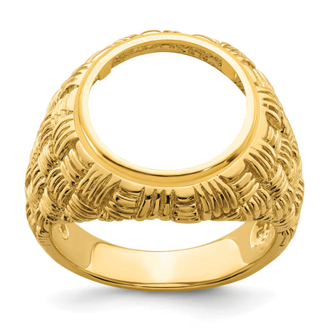 14 mm 14k Yellow Gold coin bezel ring for Australian $5 Kangaroo — additional image