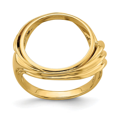 14 mm 14k Yellow Gold coin bezel ring for Australian $5 Kangaroo — additional image