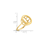 14 mm 14k Yellow Gold coin bezel ring for Australian $5 Kangaroo — size reference (ruler)
