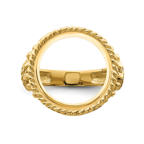 14 mm 14k Yellow Gold coin bezel ring for Australian $5 Kangaroo — additional image