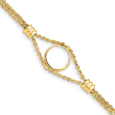 14 mm 14k Yellow Gold coin bezel bracelet for Australian $5 Lunar