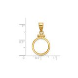 14 mm 14k Yellow Gold coin bezel for Australian $5 Lunar — size reference (ruler)