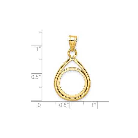 14 mm 14k Yellow Gold coin bezel for Australian $5 Lunar — size reference (ruler)