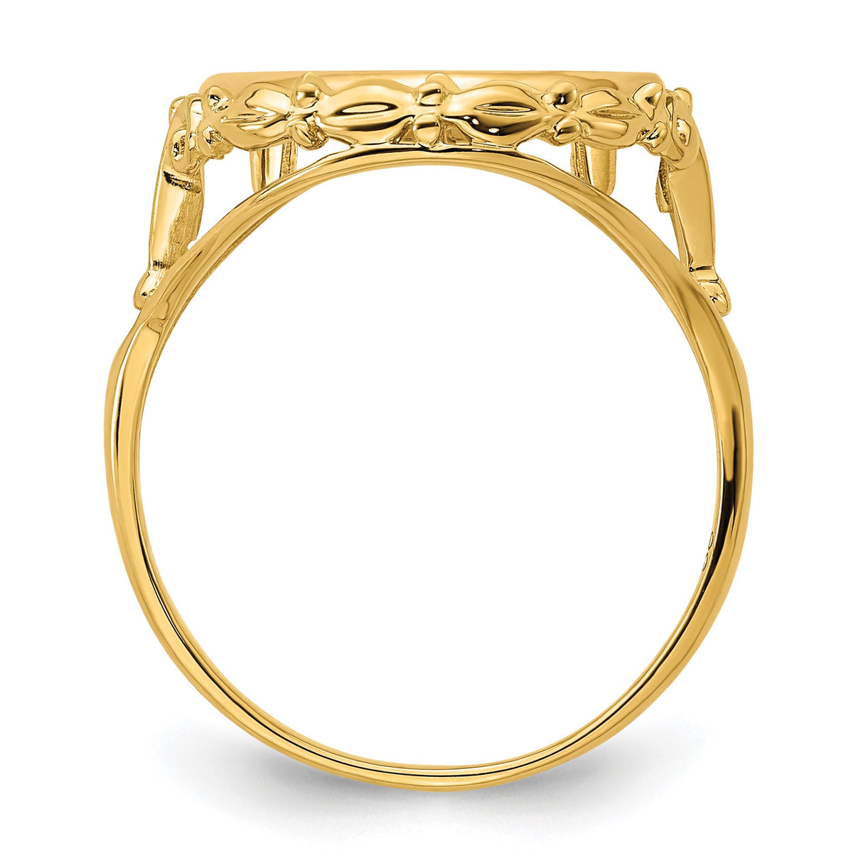 14 mm 14k Yellow Gold coin bezel ring for Australian $5 Lunar — alternate view