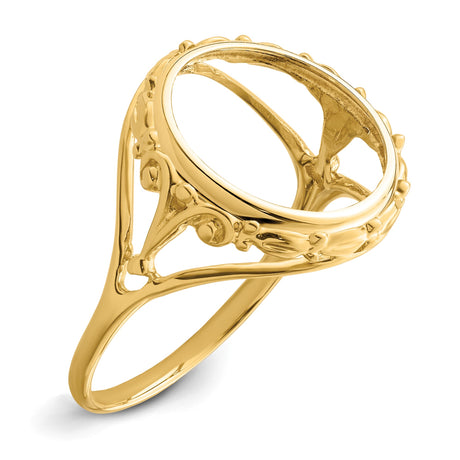 14 mm 14k Yellow Gold coin bezel ring for Australian $5 Lunar