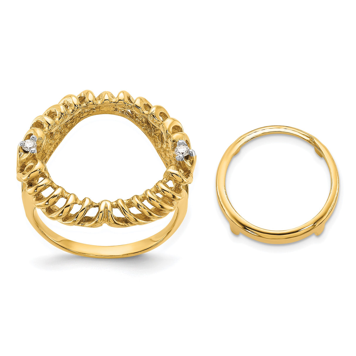 14 mm 14k Yellow Gold coin bezel ring for Australian $5 Lunar