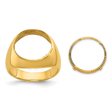 14 mm 14k Yellow Gold coin bezel ring for Australian $5 Lunar