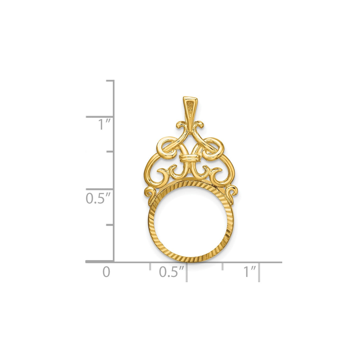 14 mm 14k Yellow Gold coin bezel for Australian $5 Nugget — size reference (ruler)