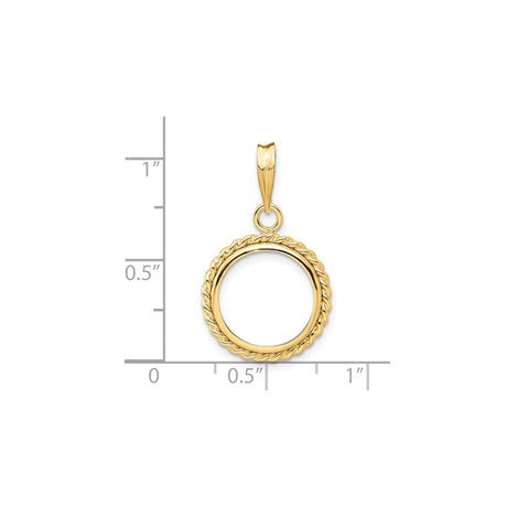 14 mm 14k Yellow Gold coin bezel for Australian $5 Nugget — size reference (ruler)