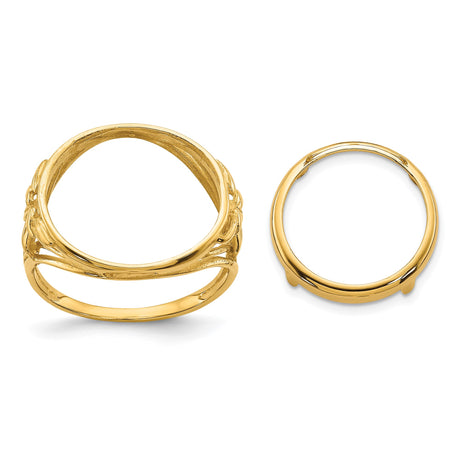 14 mm 14k Yellow Gold coin bezel ring for Australian $5 Nugget